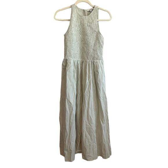 NWT Madewell The Melody Smocked Midi Poplin Dress Size Small Green - Picture 4 of 9